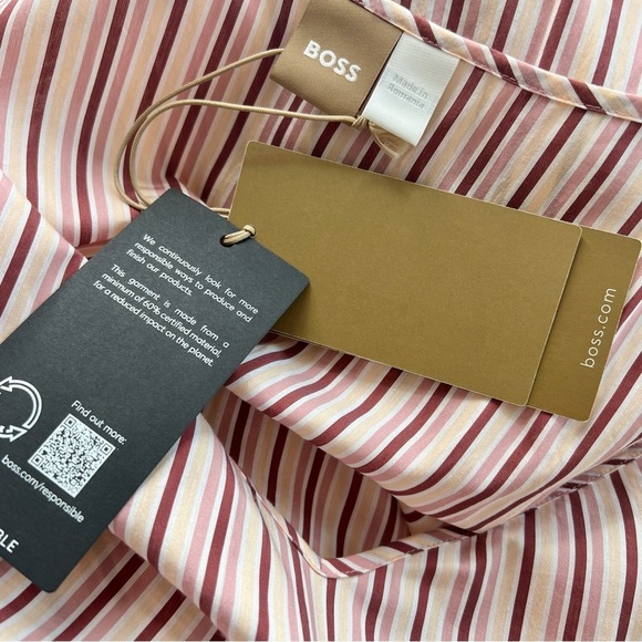 BOSS Datecara White Pink Striped Sleeveless V-Neck Midi Dress Sundress Sz 4 NWT - Picture 11 of 16